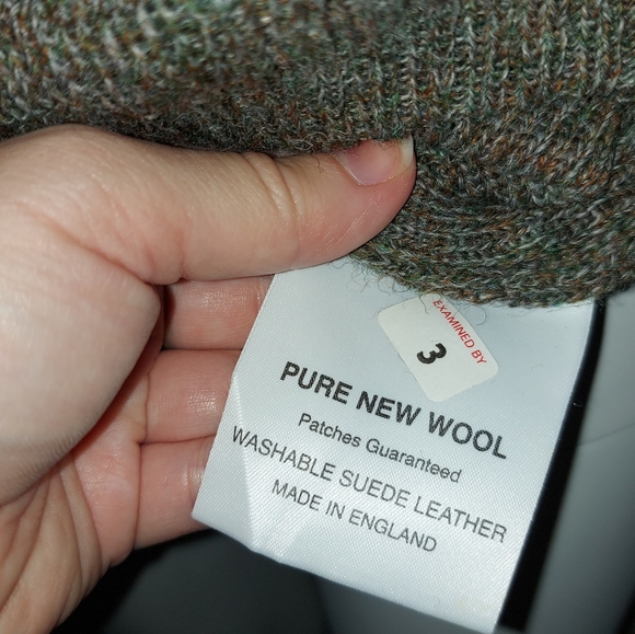 NIFFI ENGLAND| VINTAGE PURE WOOL AND SUEDE SWEATER (KHAKI GREEN COLOUR) - Picture 7 of 8